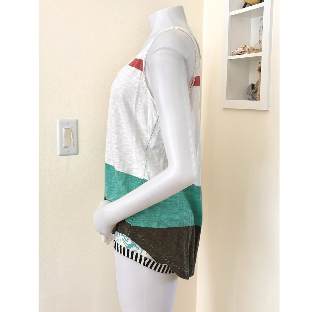 Aventura eco organic cotton modal white red green brown colorblock tank top - Picture 3 of 13